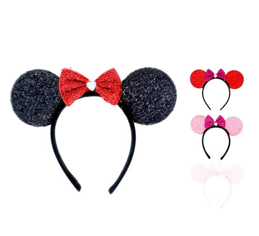 Tiara Little Mouse Lame com laço em cores sortidas