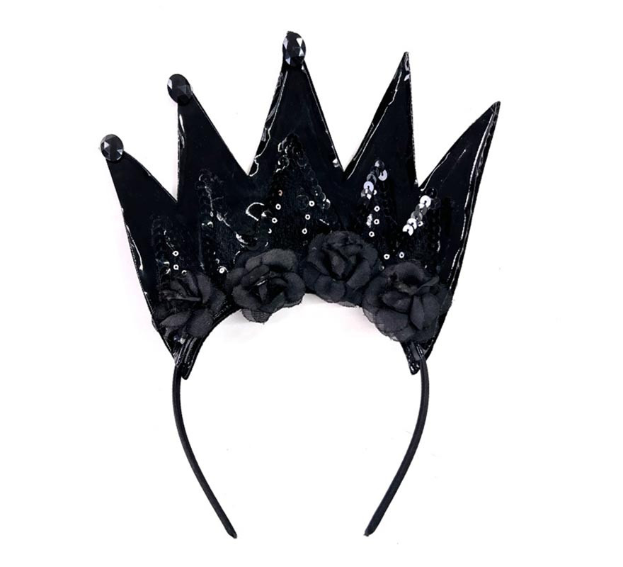 Evil Queen headband with black flowers
