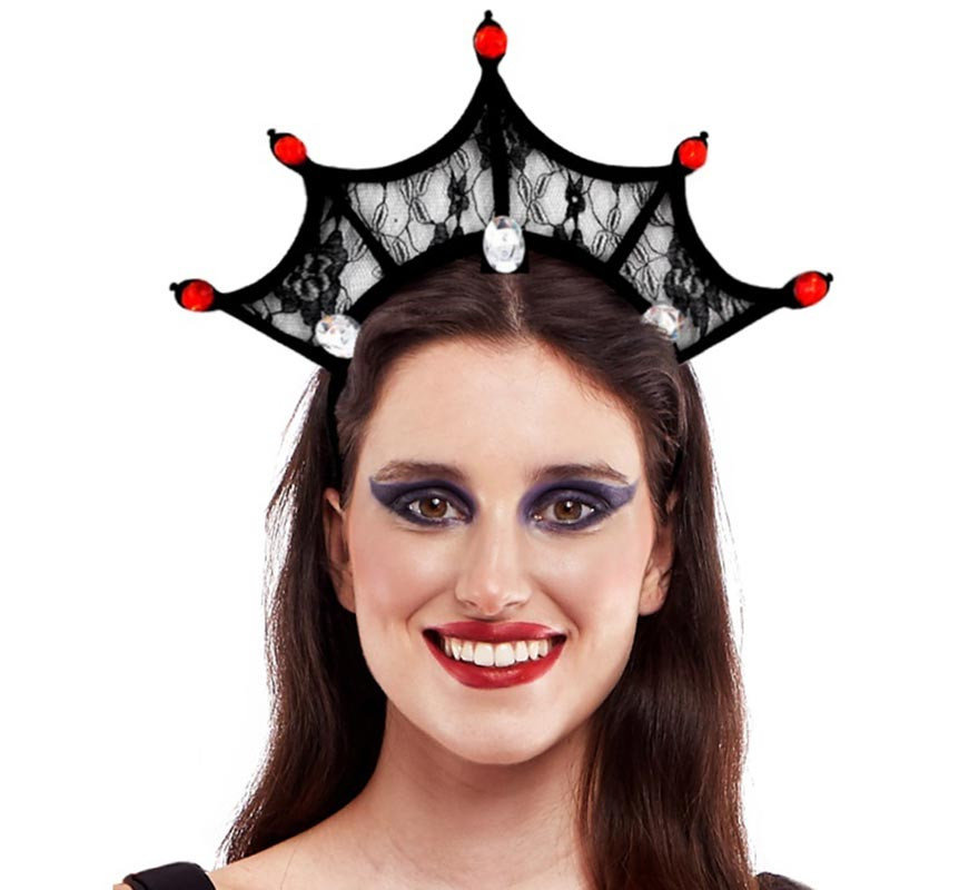 Dark Evil Queen Headband with Gems