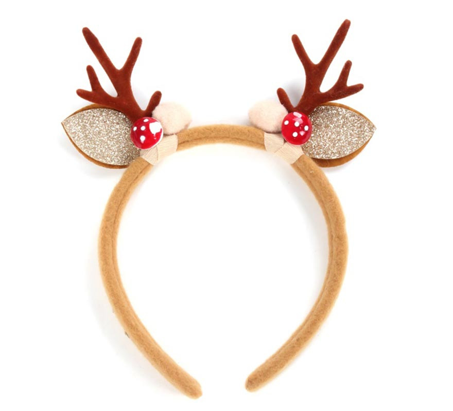 Tiara de rena marrom com orelhas