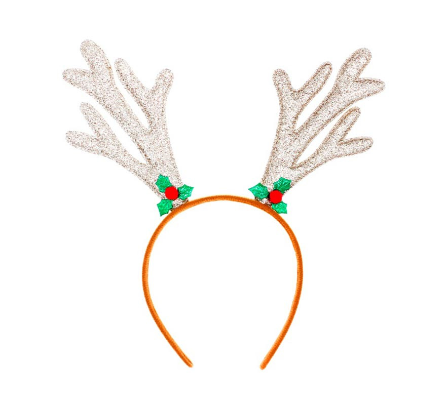 Tiara de rena com brilho prateado