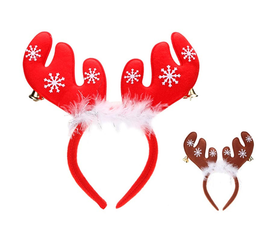 Tiara de rena vermelha e branca em cores sortidas