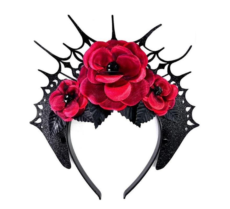 Gothic red roses headband