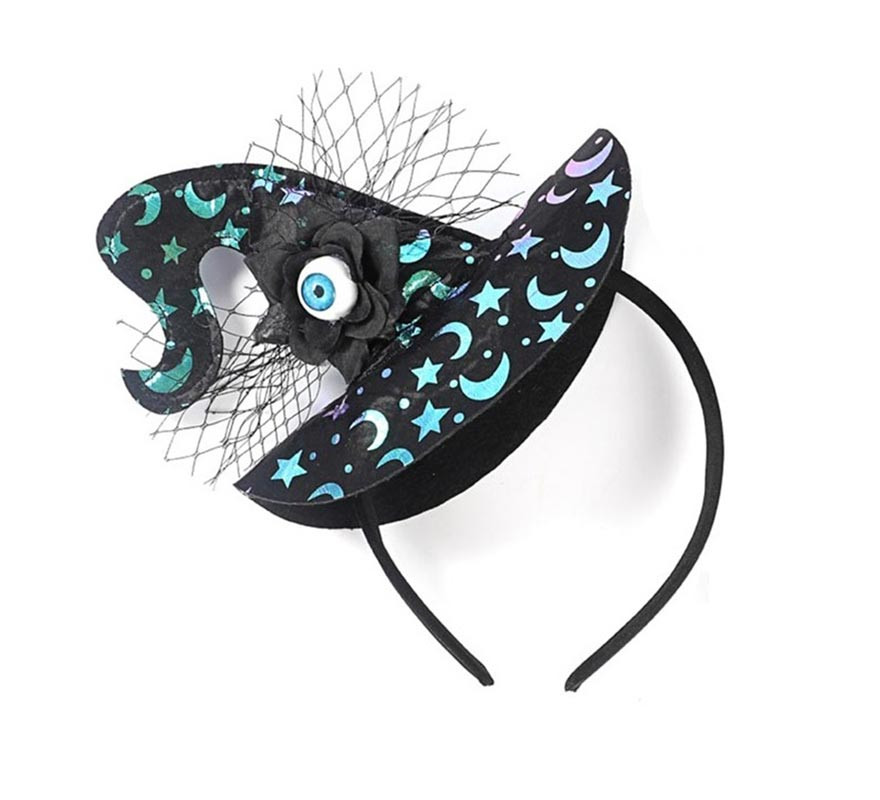 Tiara com chapéu de olho de bruxa, luas e estrelas Tiara com chapéu de olho de bruxa, luas e estrelas