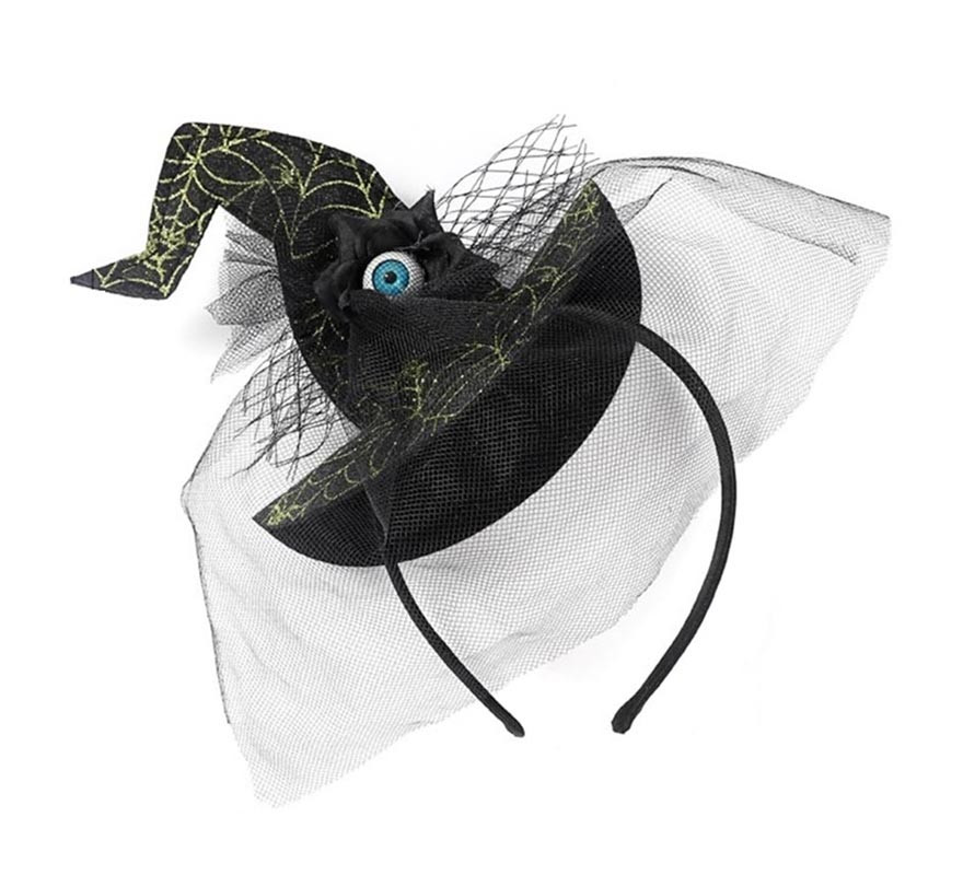 Tiara com chapéu de olho de bruxa e teias de aranha Tiara com chapéu de olho de bruxa e teias de aranha