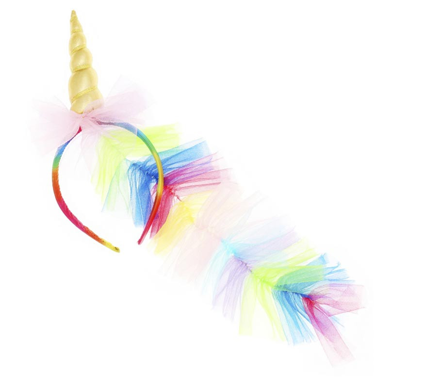 Golden unicorn headband with tulle tail
