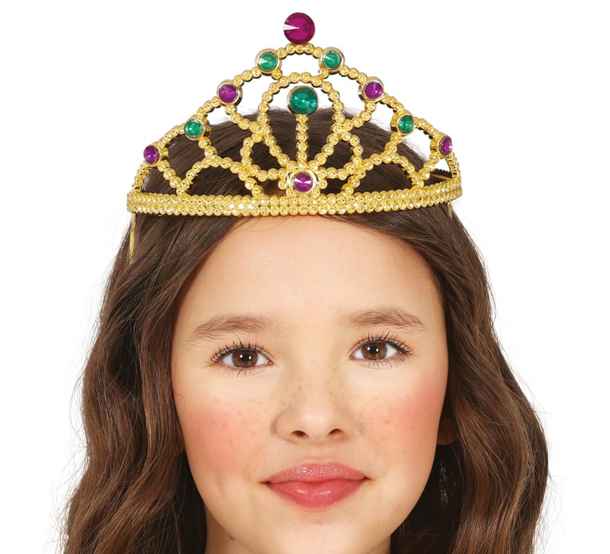 Golden headband with multicolored stones for children