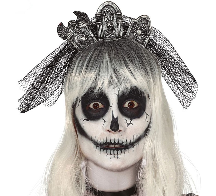 Headband Headstones com véu Headband Headstones com véu