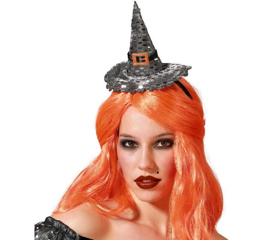 Silver Mini Witch Hat Headband Silver Mini Witch Hat Headband