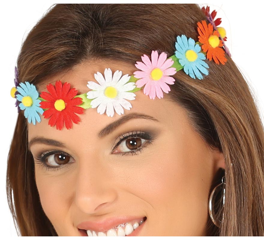 Tiara ou fita com flores multicoloridas