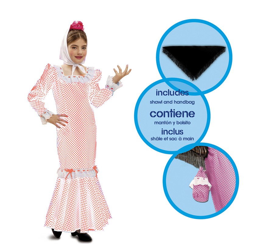 Fato de Chulapa ou Madrileña branco para menina