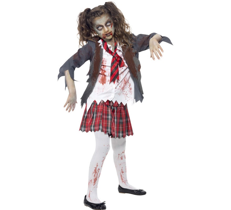 Fato de zumbi colegial para menina