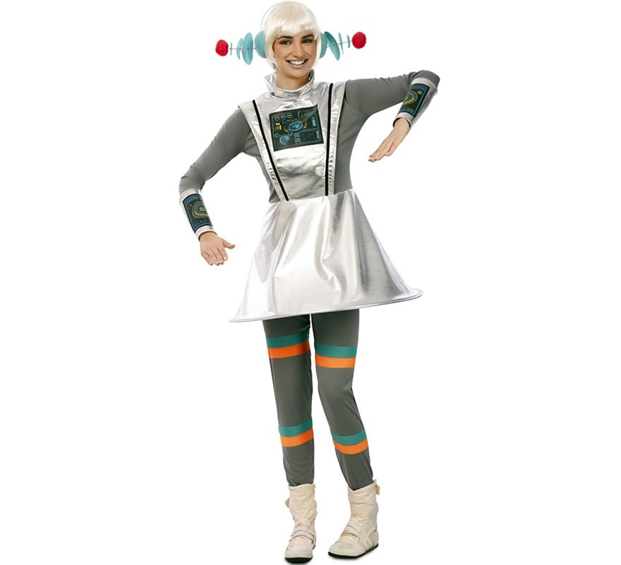 Fato de Agente Espacial cinzento com munhequeiras para mulher Fato de Agente Espacial cinzento com munhequeiras para mulher