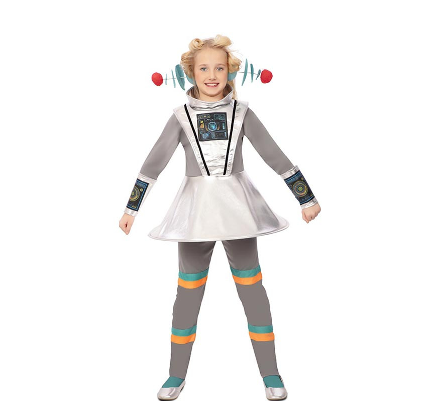 Fato de agente espacial cinza com munhequeiras para menina