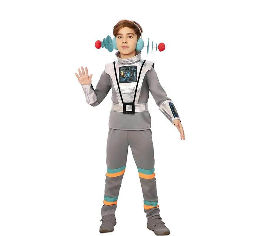 Grey Space Agent Costume with Wristbands for Boys