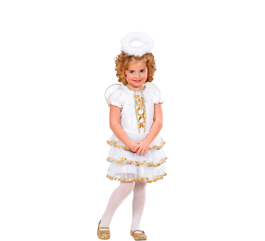 Fato de anjo dourado glamoroso para menina Fato de anjo dourado glamoroso para menina