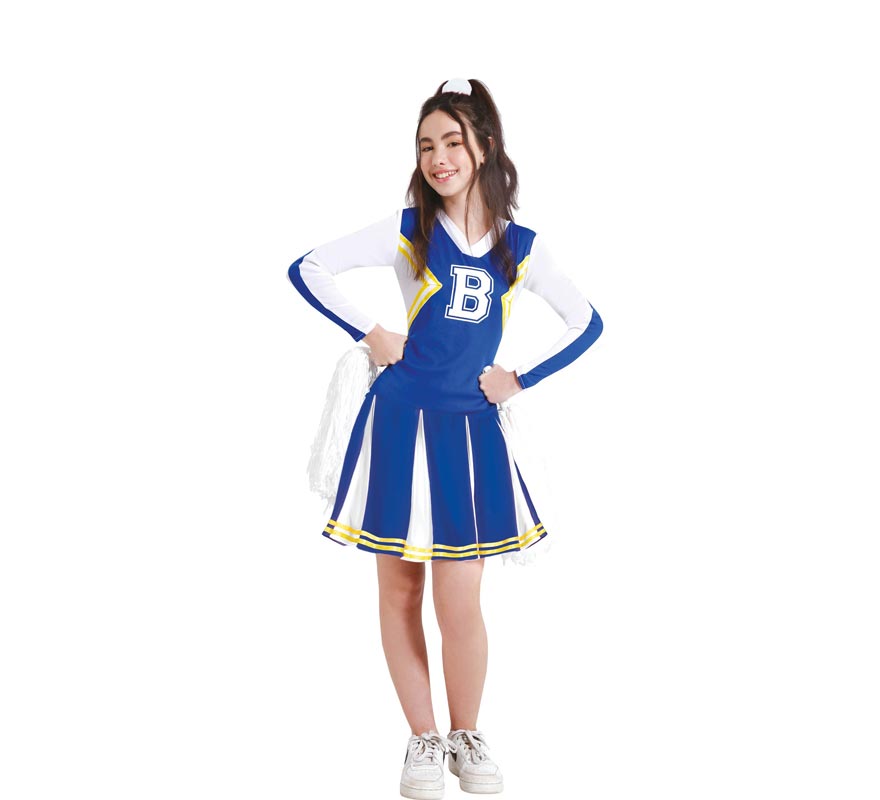 Traje de líder de torcida da equipe azul adolescente Traje de líder de torcida da equipe azul adolescente