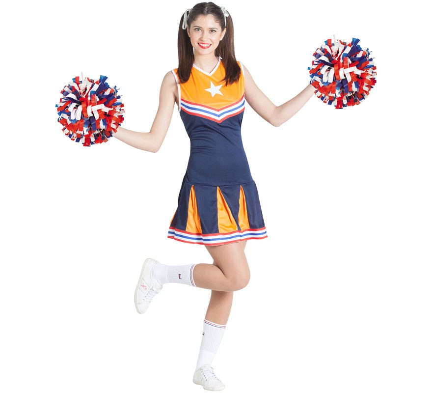 Orange and Blue Cheerleader Costume for Women