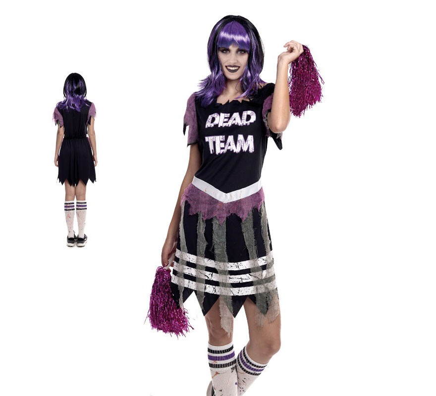 Fato de líder de torcida zumbi roxa para mulher