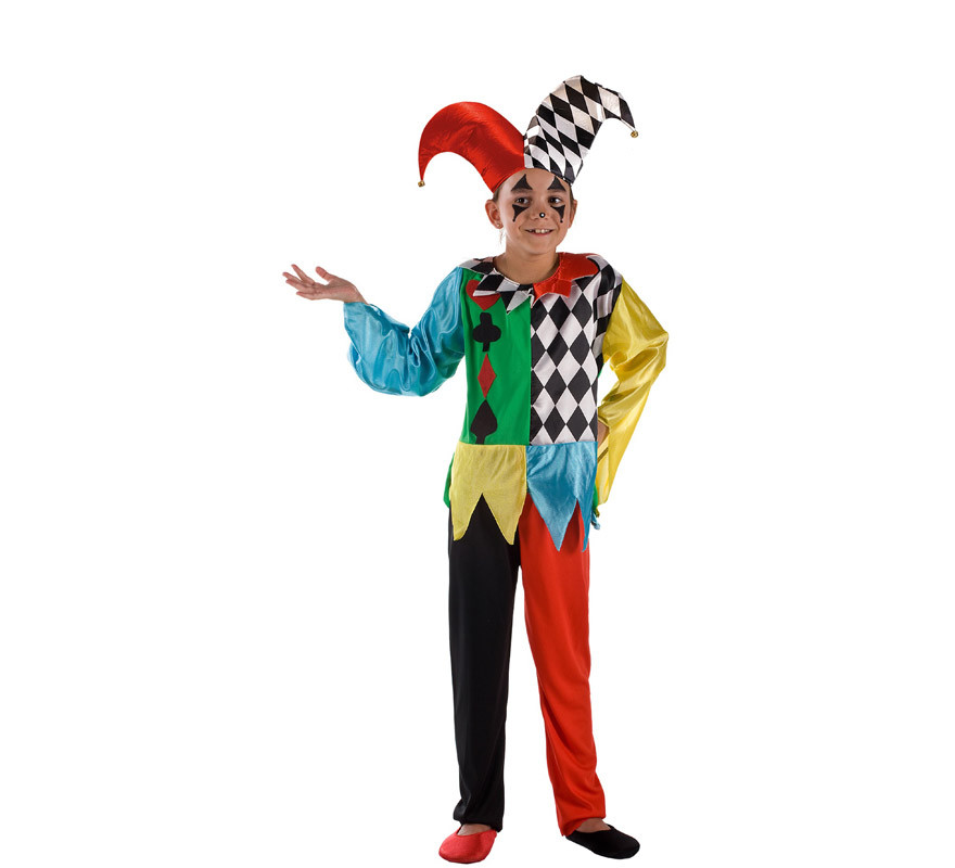 Fato de Arlequim multicolorido para criança