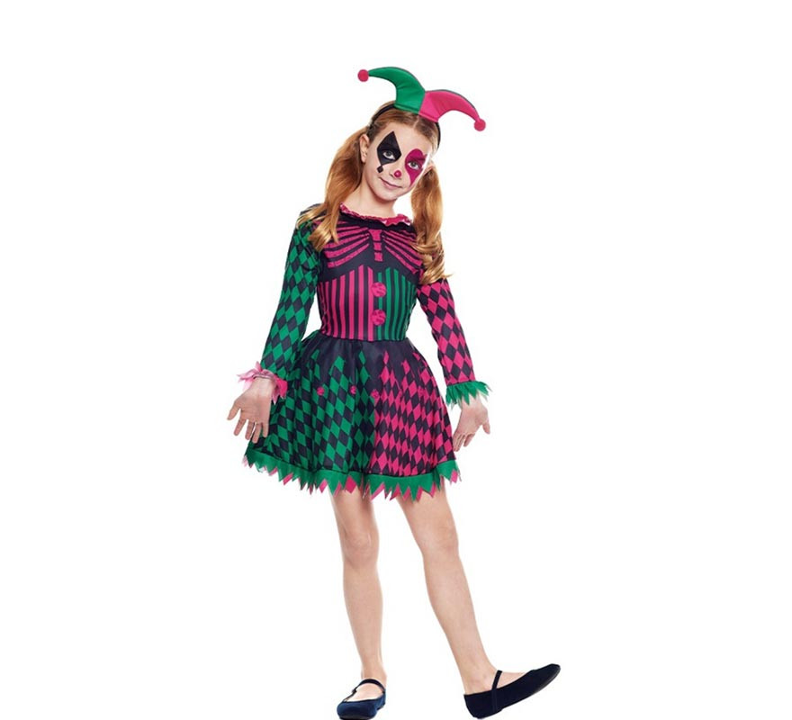 Tricolor Harlequina costume for girls