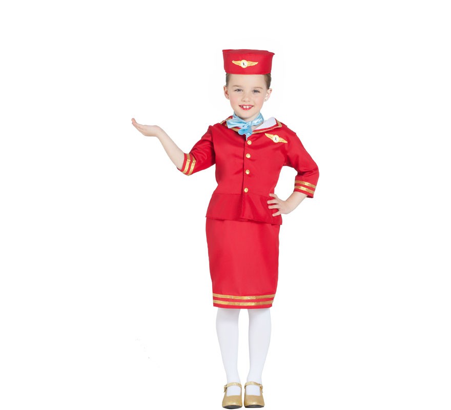 Fato de aeromoça vermelha para menina