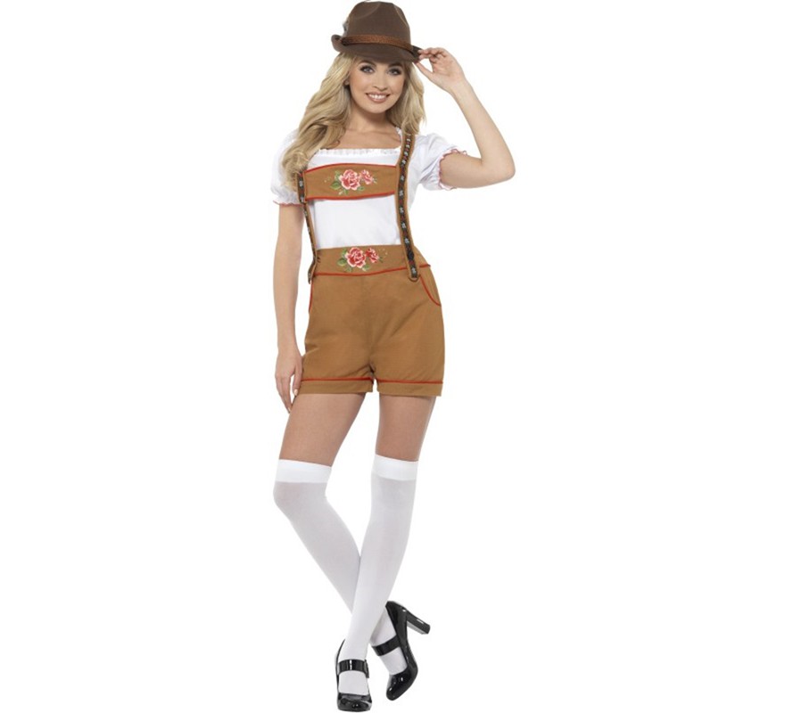 Fato bávaro marrom e branco para mulheres