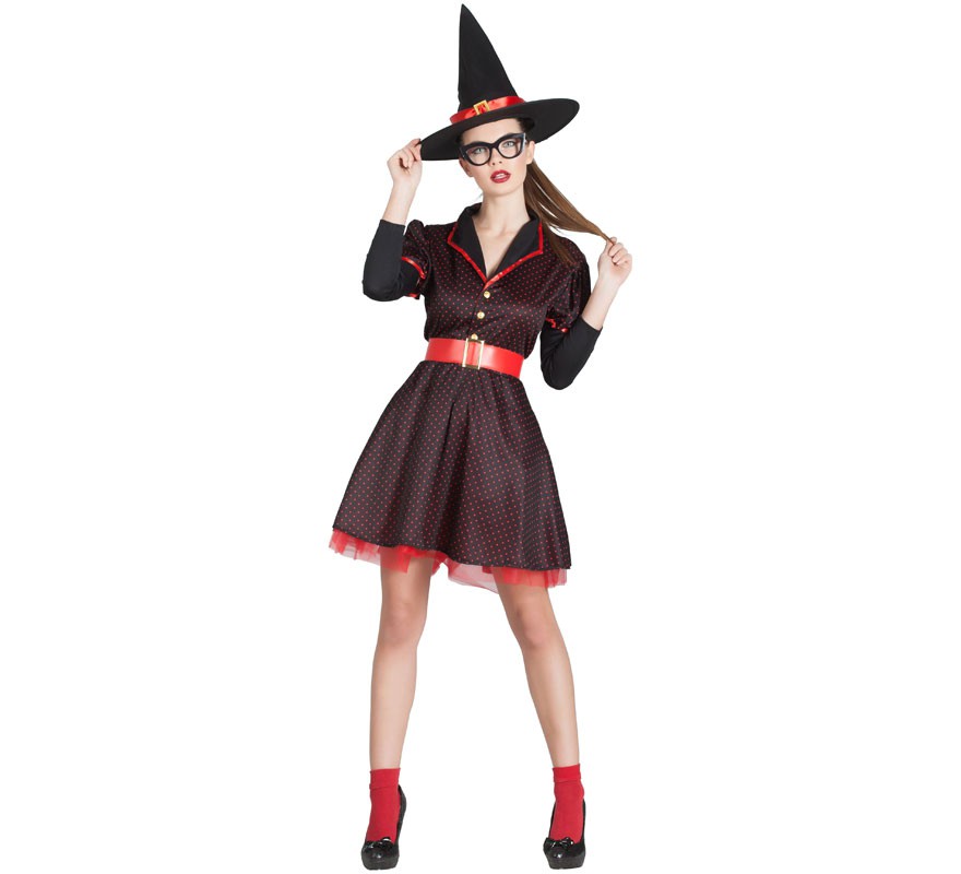 Witch costume with polka dots for women