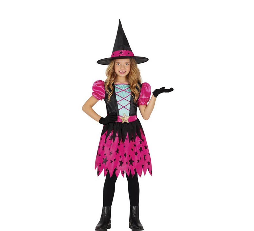 Fuchsia Stars Witch Costume for Girl