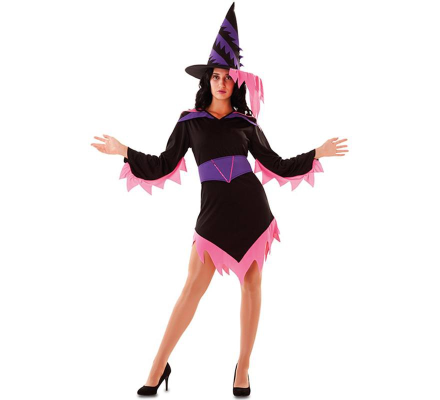 Fato de bruxa fúcsia para mulher