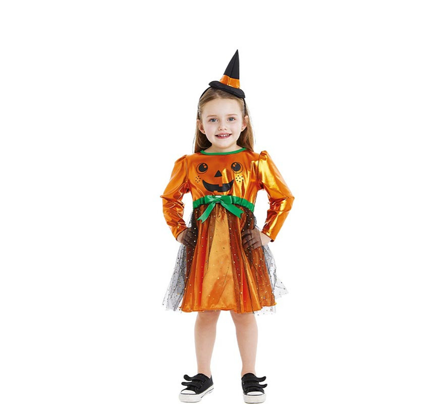 Fato de bruxa abóbora para bebê para menina e bebê