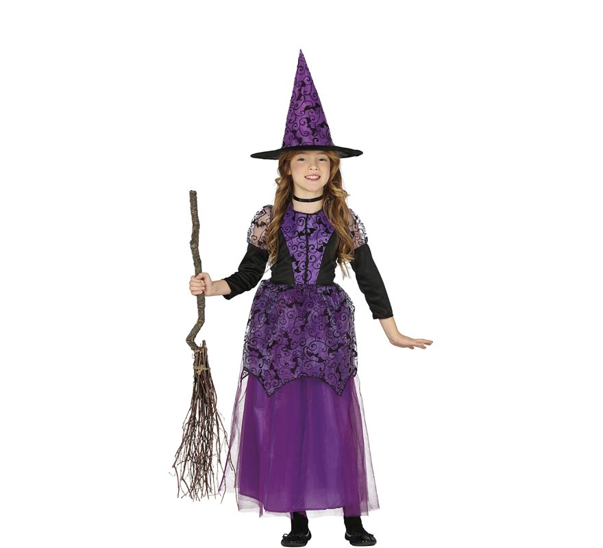 Fato de bruxa lilás para menina