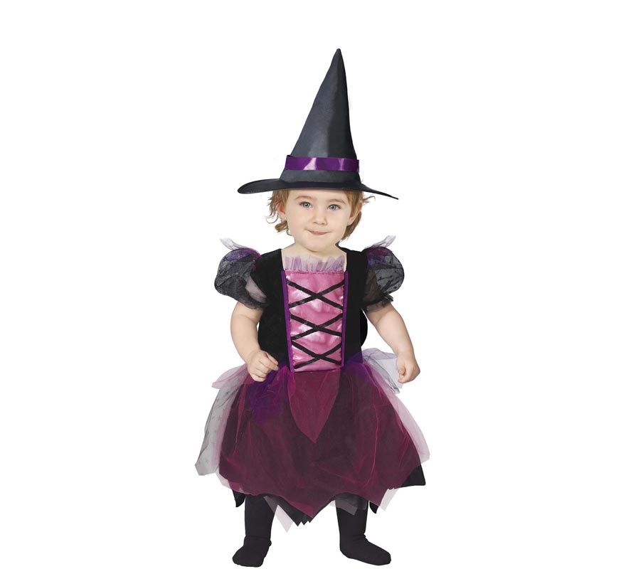 Fato de bruxa bebê rosa e preto