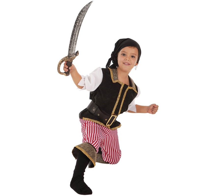 Fato de bucaneiro às riscas para menino