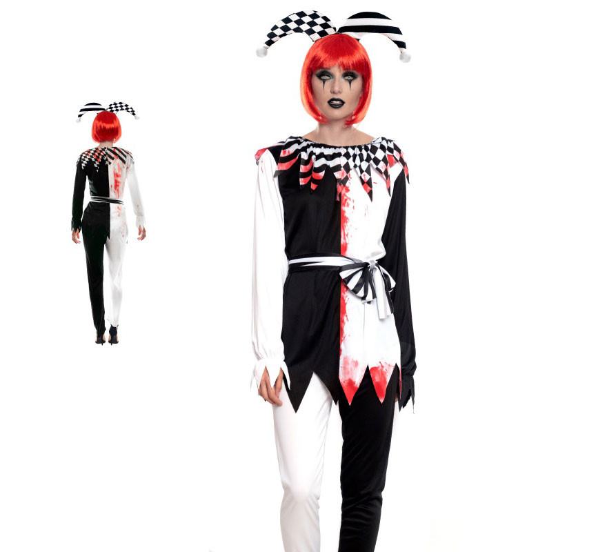 Bicolor Killer Jester Costume for women