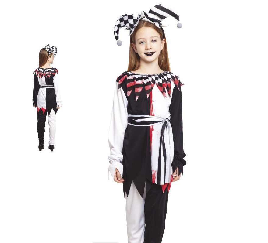 Two-color Killer Jester costume for girls