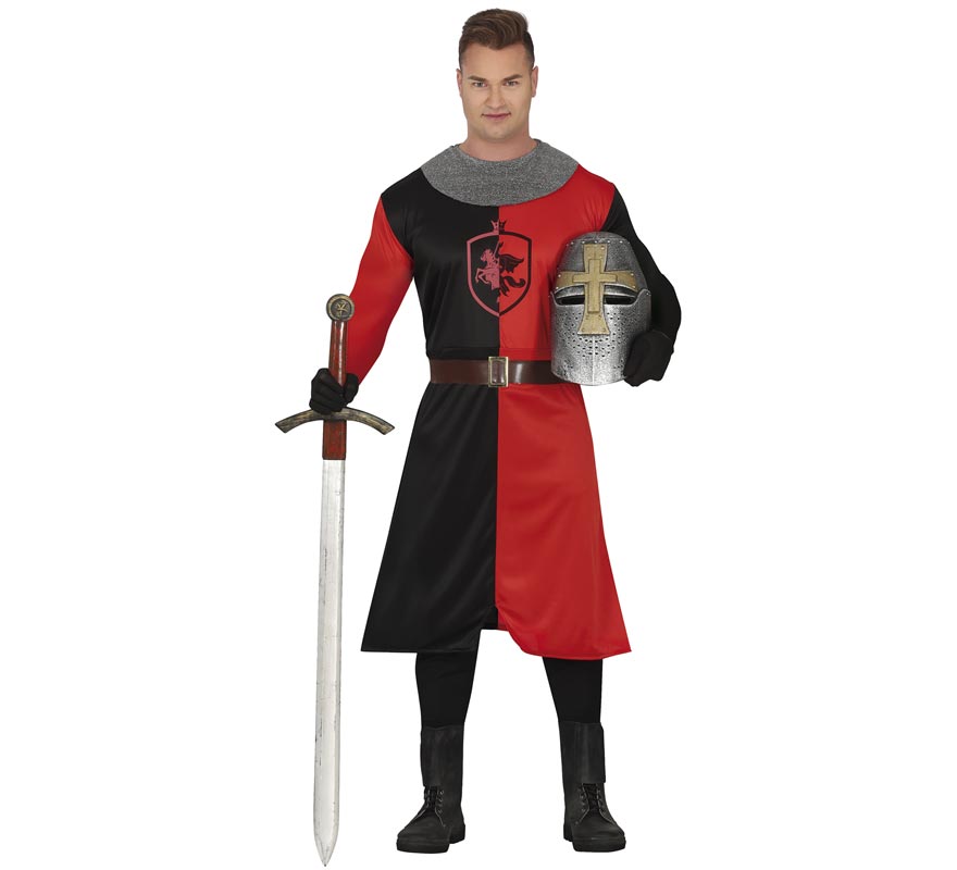 Red and black Medieval Knight costume for men