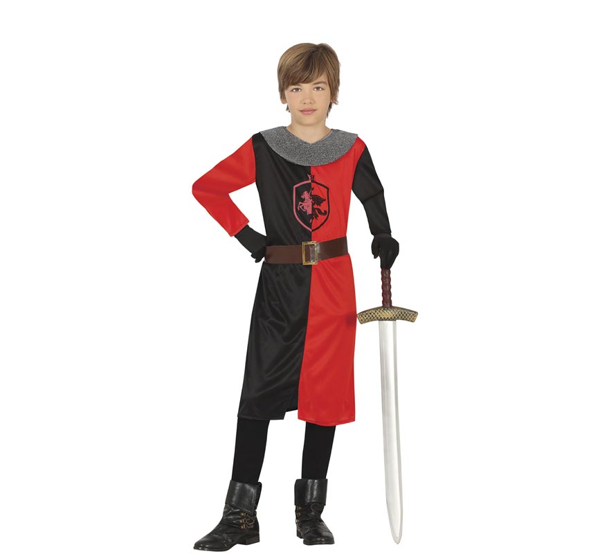 Red and black Medieval Knight costume for children
