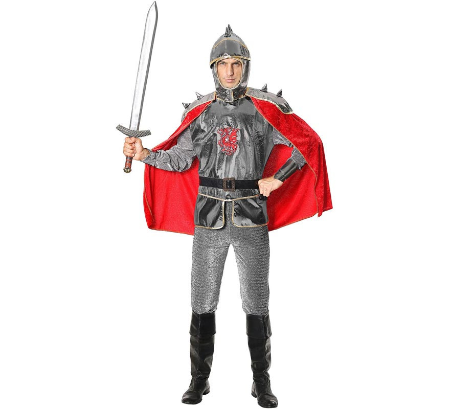 Silver Knight Costume with Armor for Men