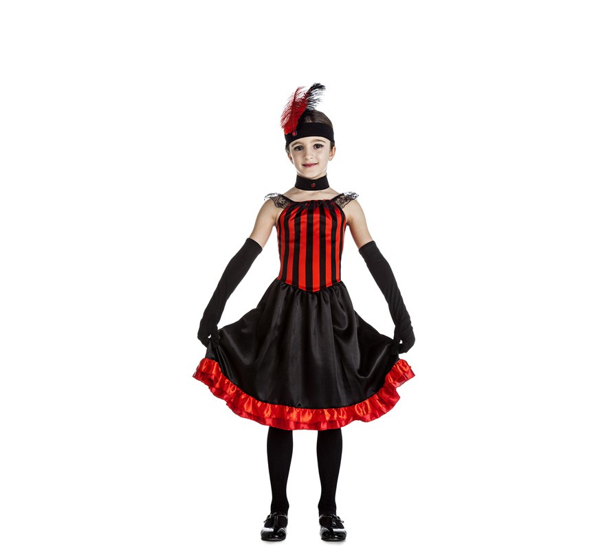 Red and black Can Can costume for girls