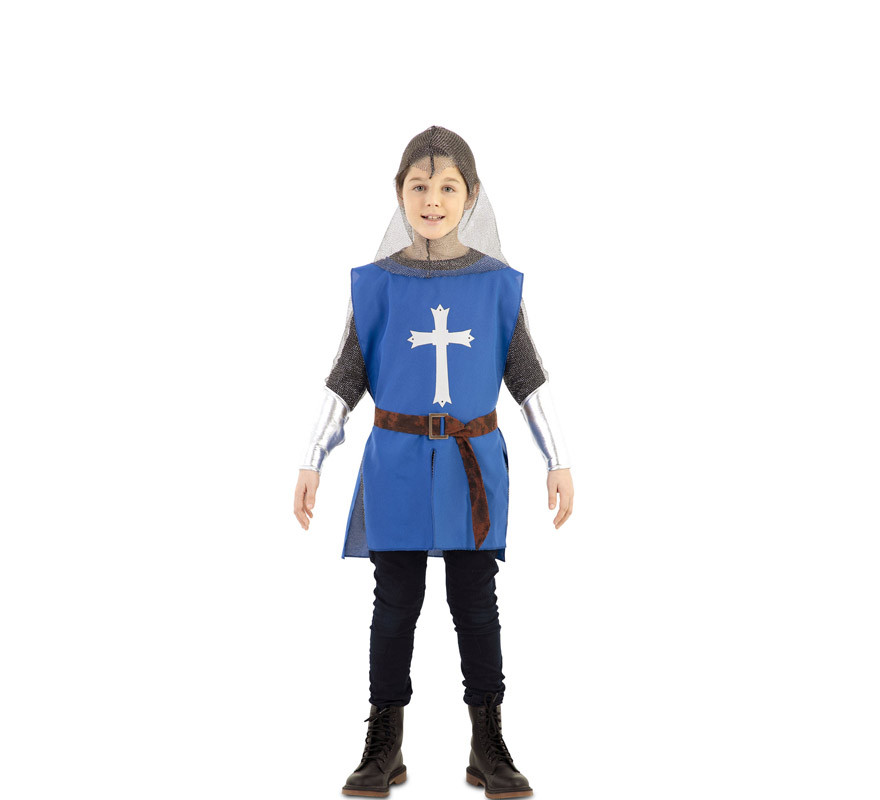 Fato de Manto Azul de Guerreiro Medieval Infantil Fato de Manto Azul de Guerreiro Medieval Infantil
