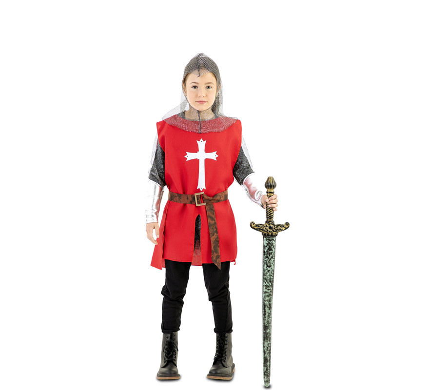 Red Medieval Warrior Cape Costume for children