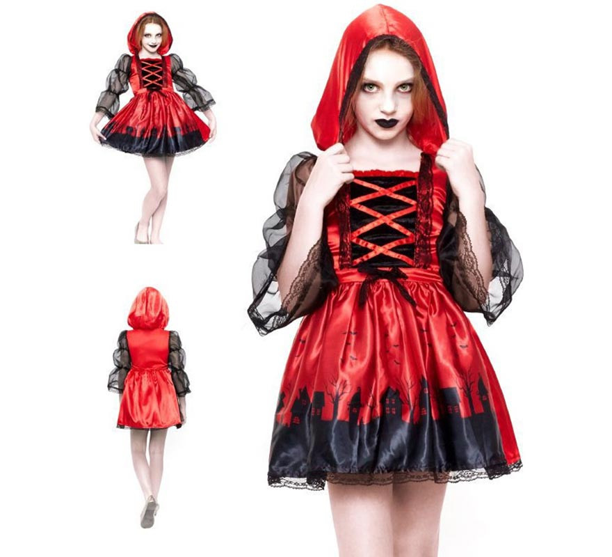 Fato gótico de Chapeuzinho Vermelho para menina