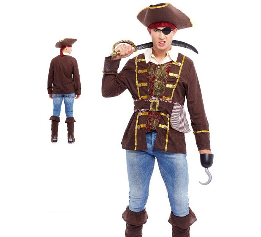 Fato masculina de capitão pirata