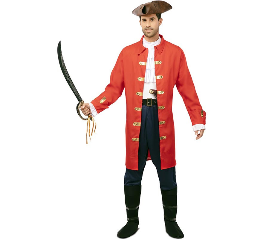 Red Pirate Captain Costume with Belt for Men