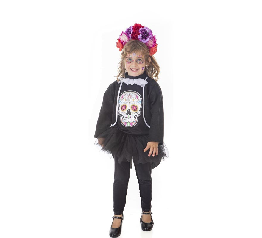 Fato de Catrina Calaveras floral para menina