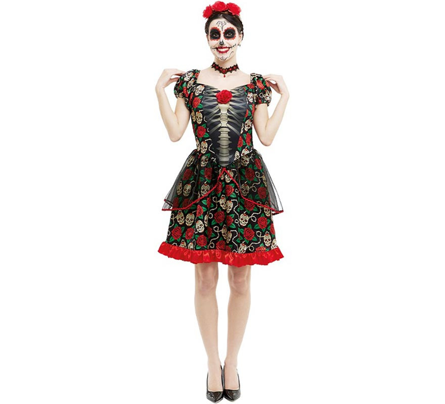 Fato de Catrina Dia dos Mortos para mulher