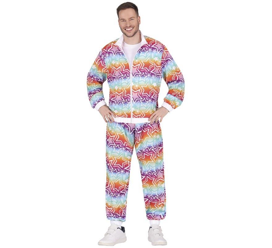 Fato de treino multicolorido masculino dos anos 80