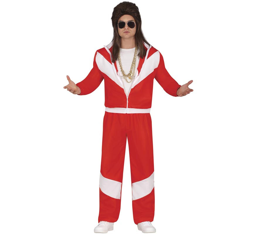 Fato de treino vermelho dos anos 80 masculino