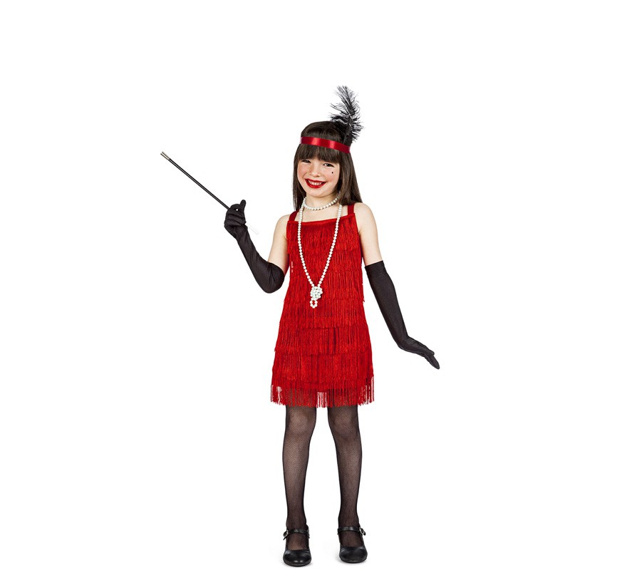 Fato de Charleston Fringes Red para menina